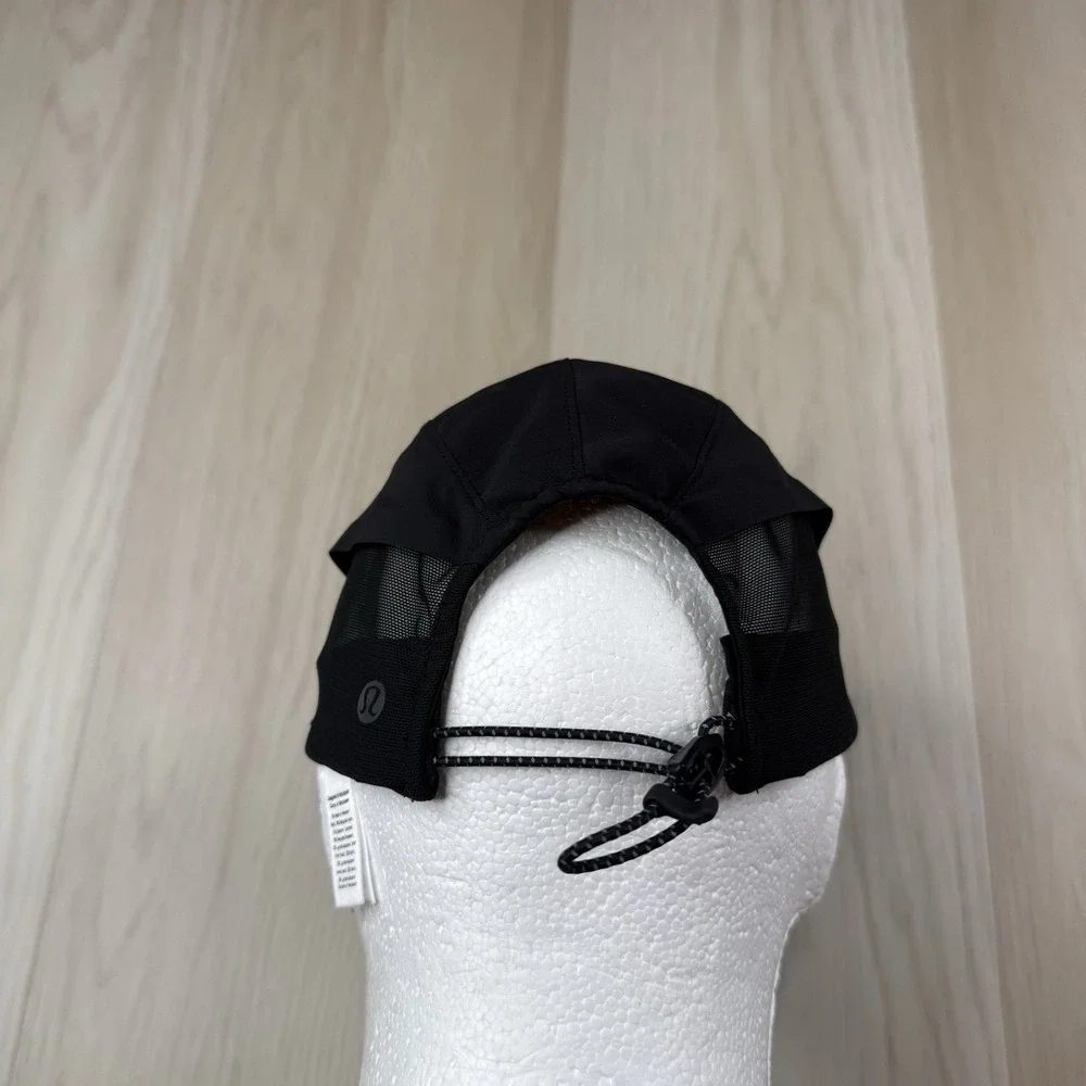 Lululemon Cap Mesh Panel Running Hat Black Adjustable String Size L/XL